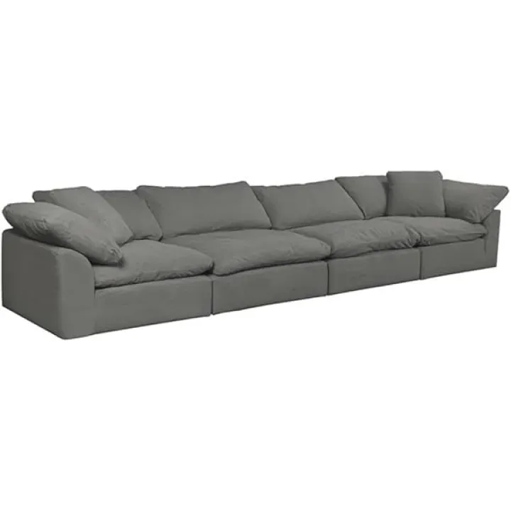 Sunset Trading Puff 4-Piece Fabric Slipcover Sectional Sofa in Gray