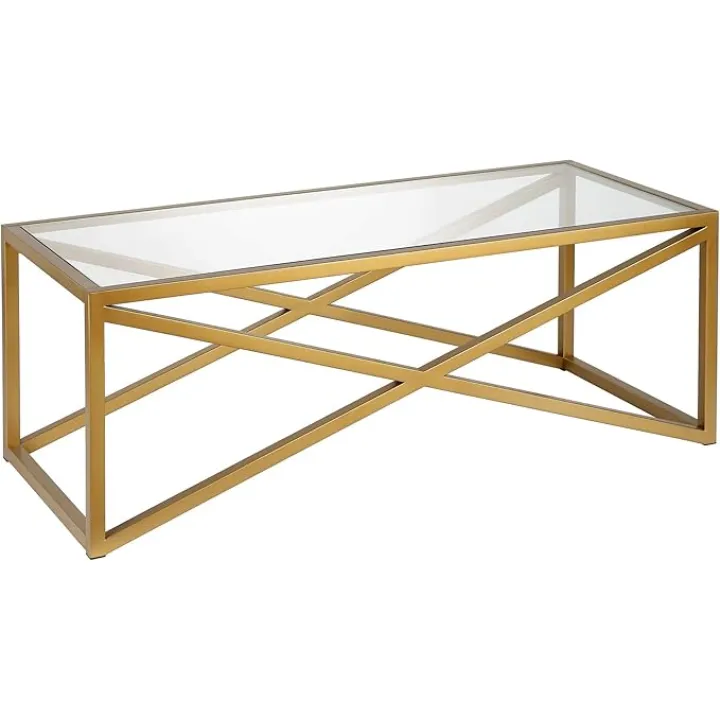 Calix 46'' Wide Rectangular Coffee Table in Brass