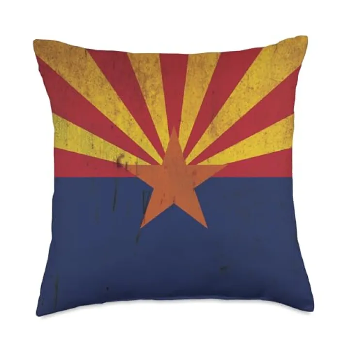Arizona Flag AZ Grunge Throw Pillow