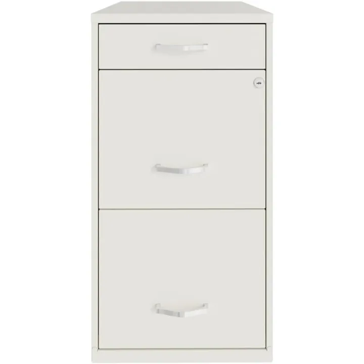 Hirsh Industries Space Solutions 18in Deep 3 Drawer Metal File Cabinet Pearl White, Letter Size, Fully Assembled