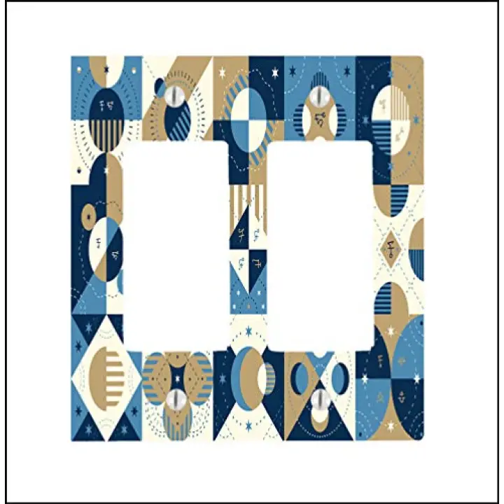 Abstract Celestial Blue tones 2 Gang Decorator Rocker Dimmer Wall Plate (4.75 x 4.69in)