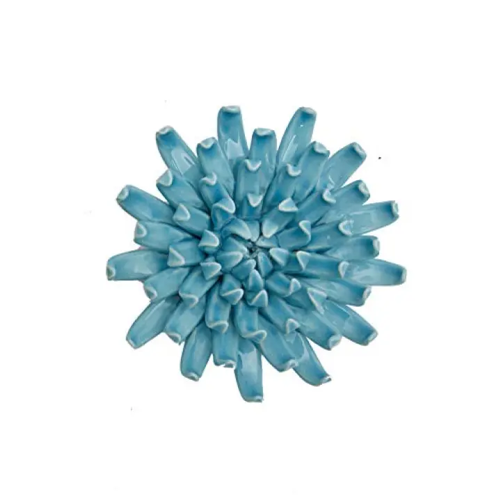SEINHIJO Ceramic Flower Wall Decor 3D Wall Art Sculpture Modern Arts Gifts Blue 5.1inch