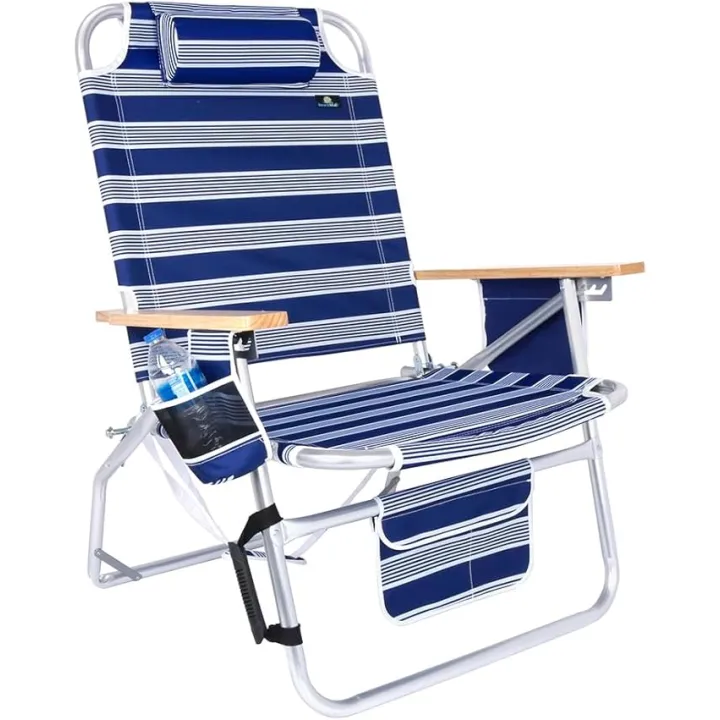 Big Jumbo 500 lbs XL Wide Heavy Duty Beach Chair for Big & Tall Adults, Aluminum Tubing - 4 Reclining Positions