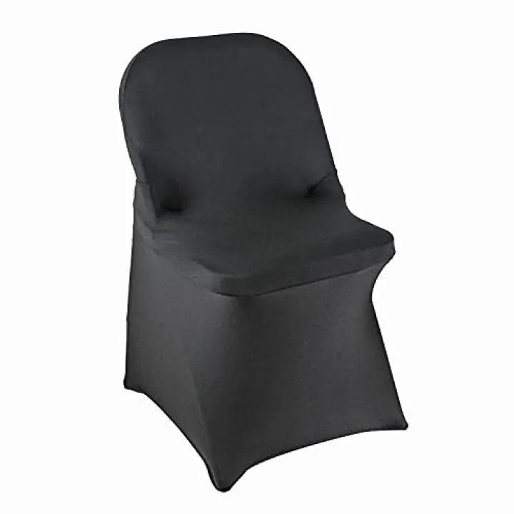 WELMATCH Black Spandex Folding Chair Covers - 100 PCS Weddding Events Party Decoration Stretch Elastic Chair Covers Good (Black, 100)