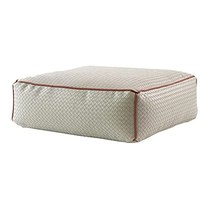 MOCOFO Home Decor 3D Woven Pattern Leather Sofa Stool PVC Modern Minimalist Square Plastic Leather Ottoman Pouf (Light Green,45x45x15cm)
