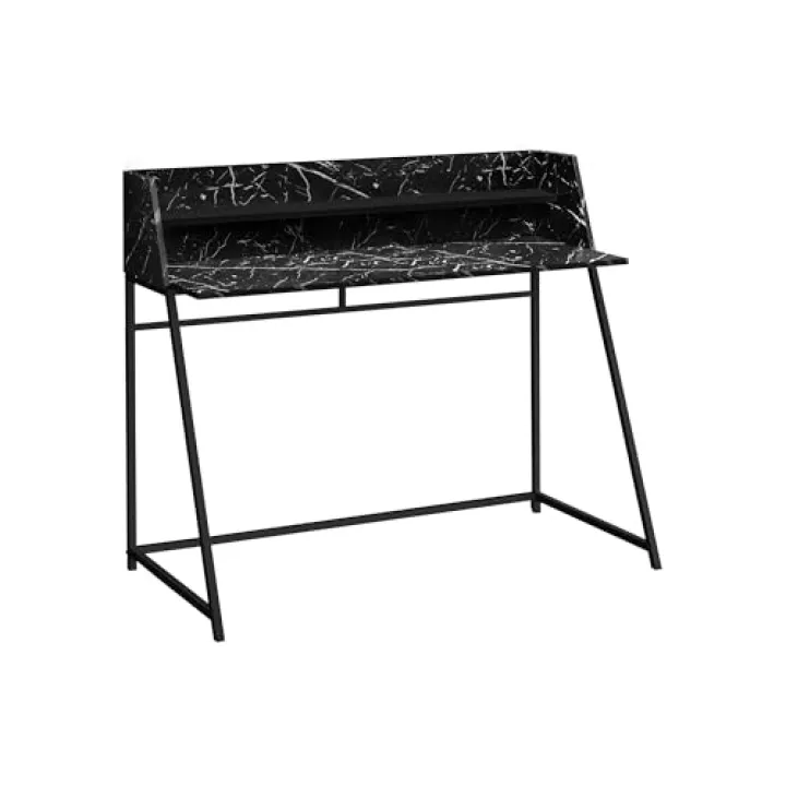 Monarch specialties 7544 Computer Desk, Home Office, Laptop, Storage Shelves, 48" L, Work, Metal, Laminate, Contemporary, Modern Desk-48 L Black Marble-Look Black, 47.25" L x 23.75" W x 39.25" H