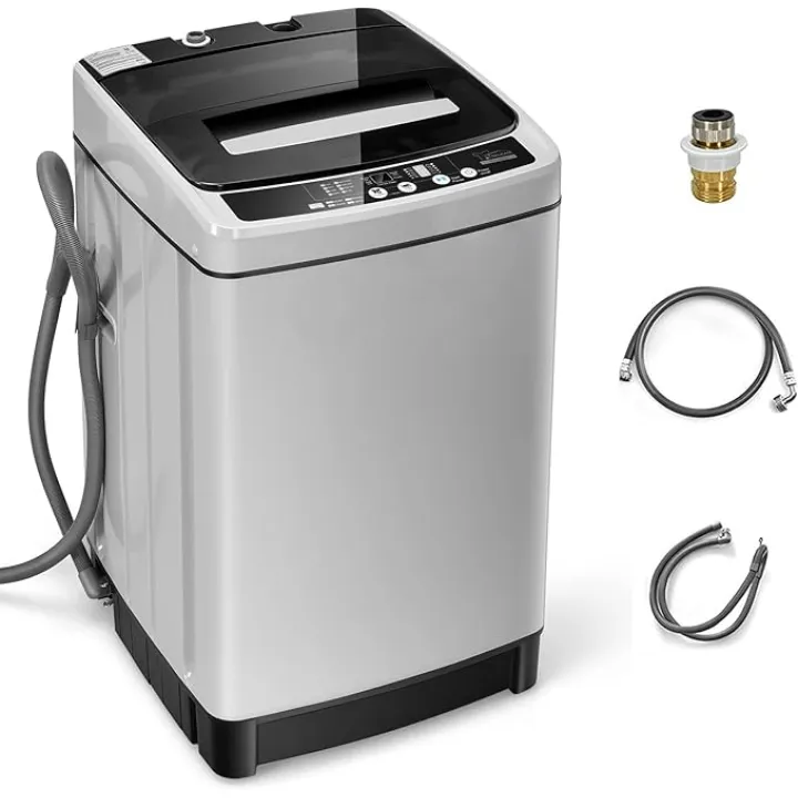 Giantex Full Automatic Washing Machine, 2 in 1 Portable Laundry Washer 1.5Cu.Ft 11lbs Capacity Washer and Spinner Combo 8 Programs 10 Water Levels Energy Saving Top Load Washer for Apartment Dorm