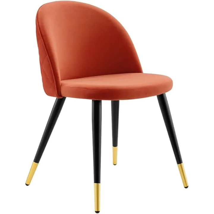 Modway Cordial Performance Velvet Accent Set of 2, Dining Chair, Orange