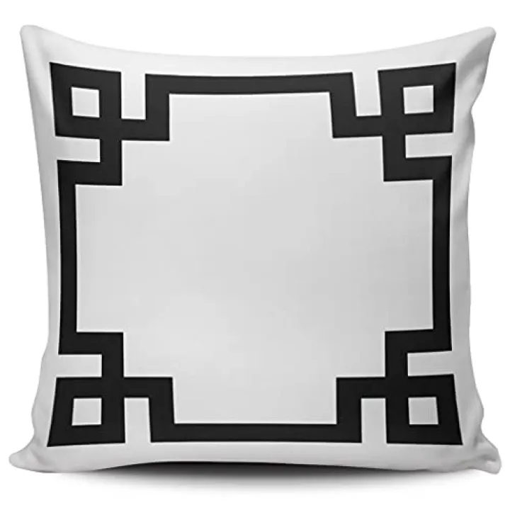 SALLEING Fashion Home Decor Pillowcase Black and White Greek Key Border Throw Pillow Cover Cushion Case 24x24 Inches Square Size Double Sided Print,24x24