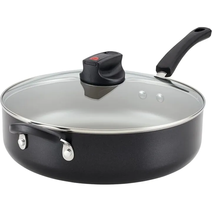 Farberware Smart Control Nonstick Jumbo Cooker/Saute Pan with Lid and Helper Handle, 6 Quart, Black
