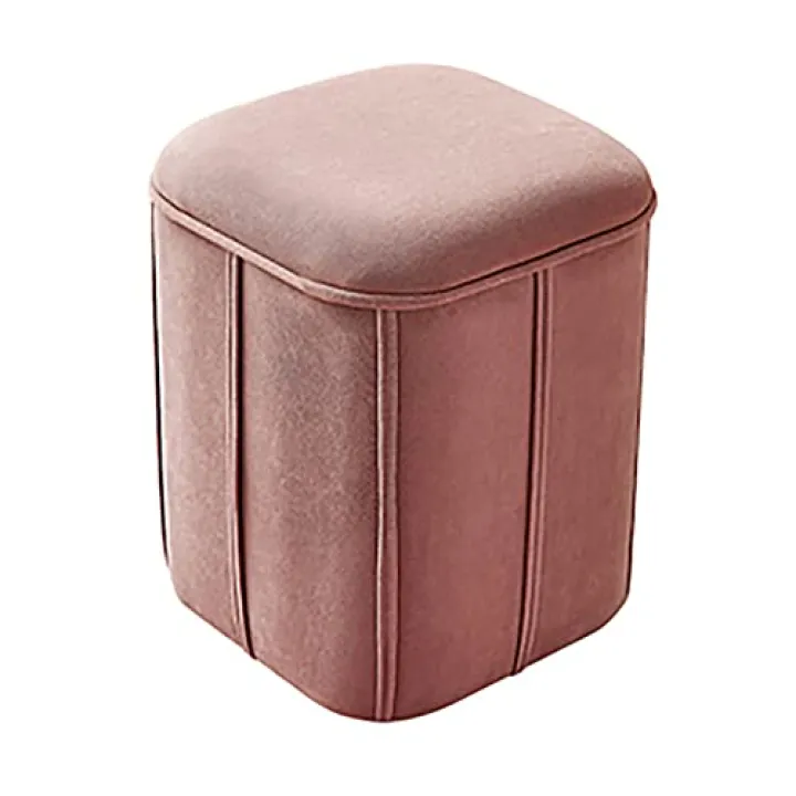 QRZCZXNP Velvet Cube Pouf with Storage Small Pouf Couch Stool for Living Room Bedroom Entryway Corridor-Pink 32x32x45cm(13x13x18inch)