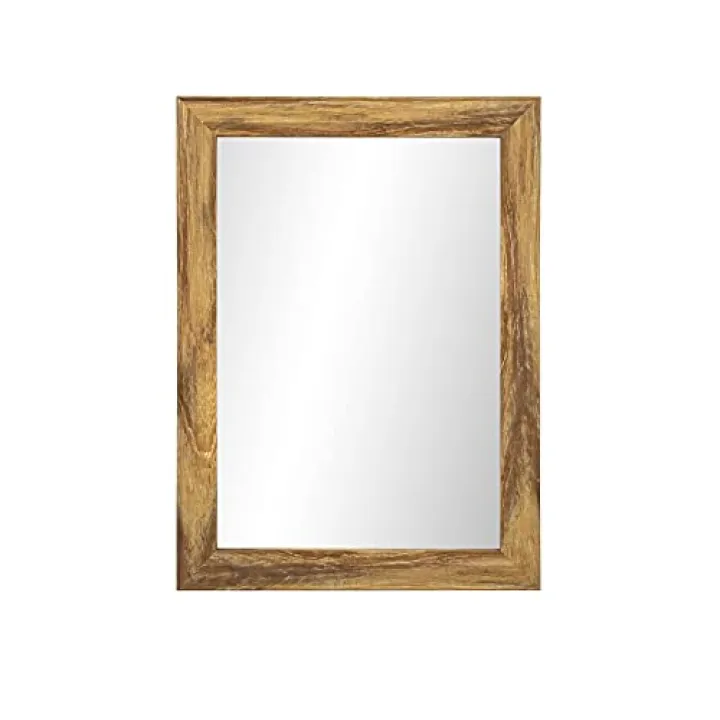 ANDSTAR 18" x 24" Wood Frame Wall Mirror Rectangle Rustic Retro Hanging Mirrors Bedroom Bathroom Decorative Rustic Mirror for Wall Decorative
