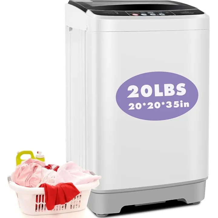 Nictemaw Portable Washing Machine 20Lbs Capacity 2.8 Cu.ft Portable Washer and Dryer Combo with 10 Programs and 8 Water Level Selections Compact Washer Machine for Apartments, Dorms, Rv-Glass Cover
