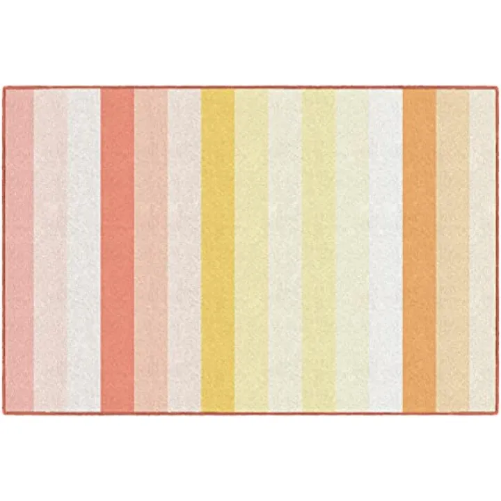 Flagship Carpets Simply Safari Sunset Stripes Classroom Area Rug for Indoor Classroom Learning or Kid Bedroom Educational Play Mat, 5'x7'6"