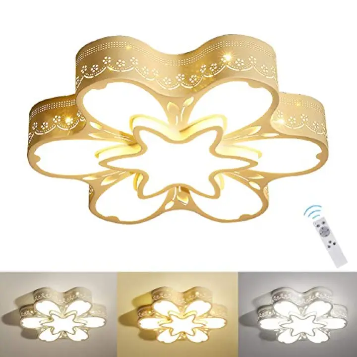 ZGHD Modern LED Ceiling Light Acrylic Lampshade,Dimmable Lamp with Remote Control,Decorative Flower-Shaped Bedroom Light for Children's Room Office Dining Room