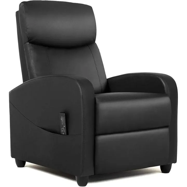 smug Massage Recliner Chair Living Room Chair Adjustable Home Theater Seating Winback Single Recliner Sofa Chair, Lazy Boy Recliner Padded Seat Pu Leather Push Back Recliners Armchair for Living Room.
