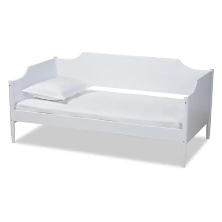 BOWERY HILL Traditional Wood Twin Size Daybed with Tapered Legs in White