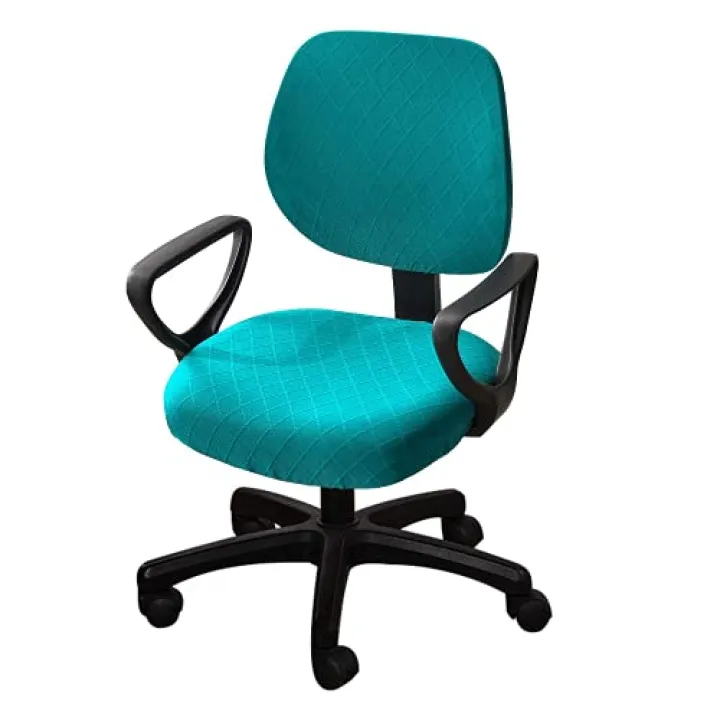 MIFXIN Office Chair Covers Stretch Jacquard Office Computer Chair Slipcover Removable Washable Universal Rotating Swivel Desk Chair Cushion Seat Cover & Backrest Slipcover (Teal)