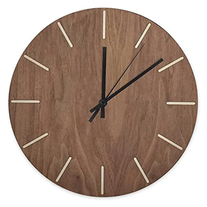 Century Style Wooden Wall Clock Modern Round Clock Silent Non 10 inch Battery Operated Home Office School Clock