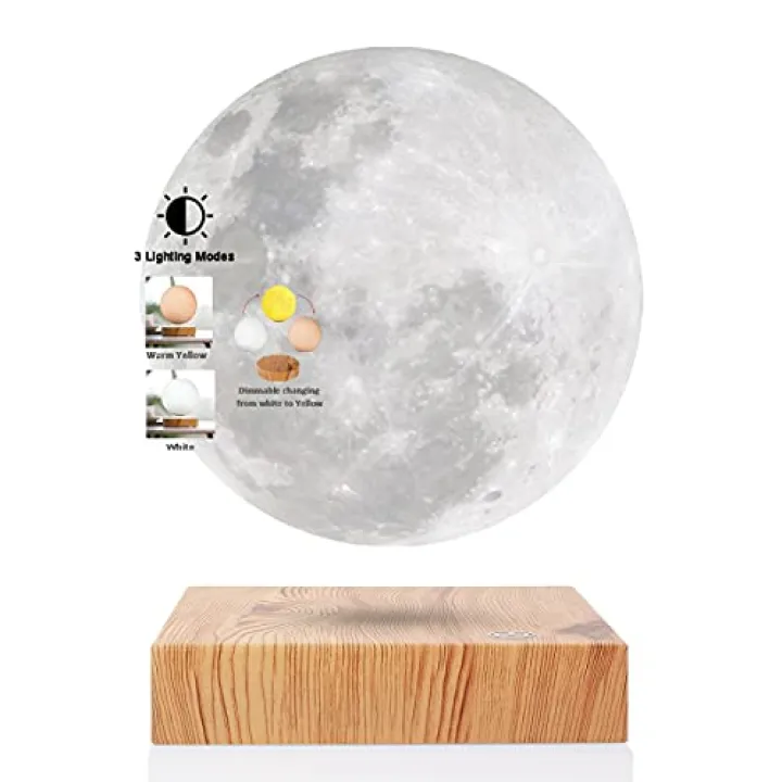 VGAzer Levitating Moon Lamp - Floating and Spinning Moon Light Spinning in Air - Night Lamp for Office, Home, Room Decor,Holiday Gifts (3 Colors)