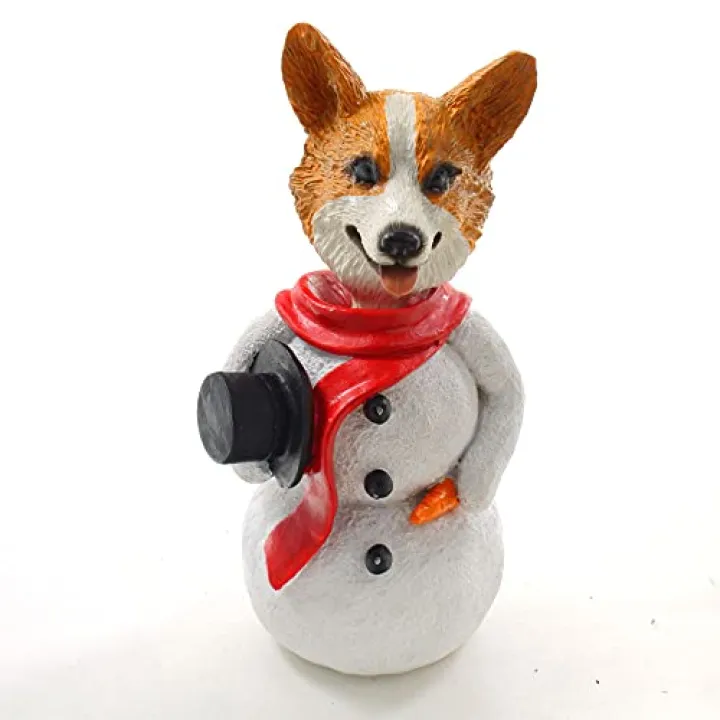 Corgi Jolly Holidog Snowman Christmas Decoration Figurine Ornament