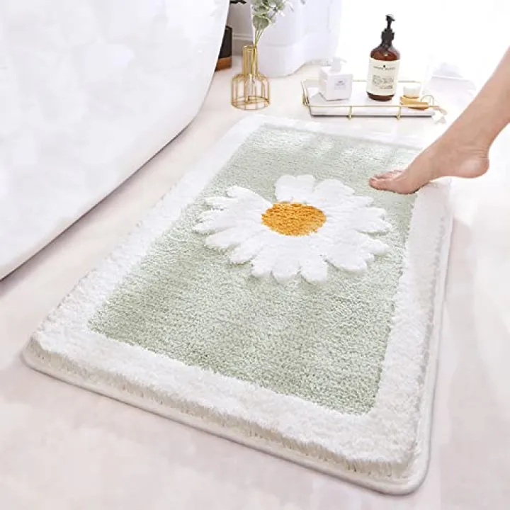 ANNARUGER Green Bathroom Rug, Ultra Soft Microfiber Shaggy Bath Mats, 17''x 25'', Extra Absorbent Bath Rugs, Machine Washable, Non-Slip Bathroom Carpet for Tub and Shower