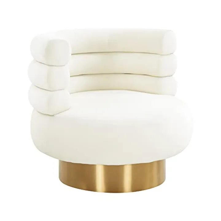 Tov Furniture Naomi Upholstered Velvet 360 Degree Swivel Chair (Cream)