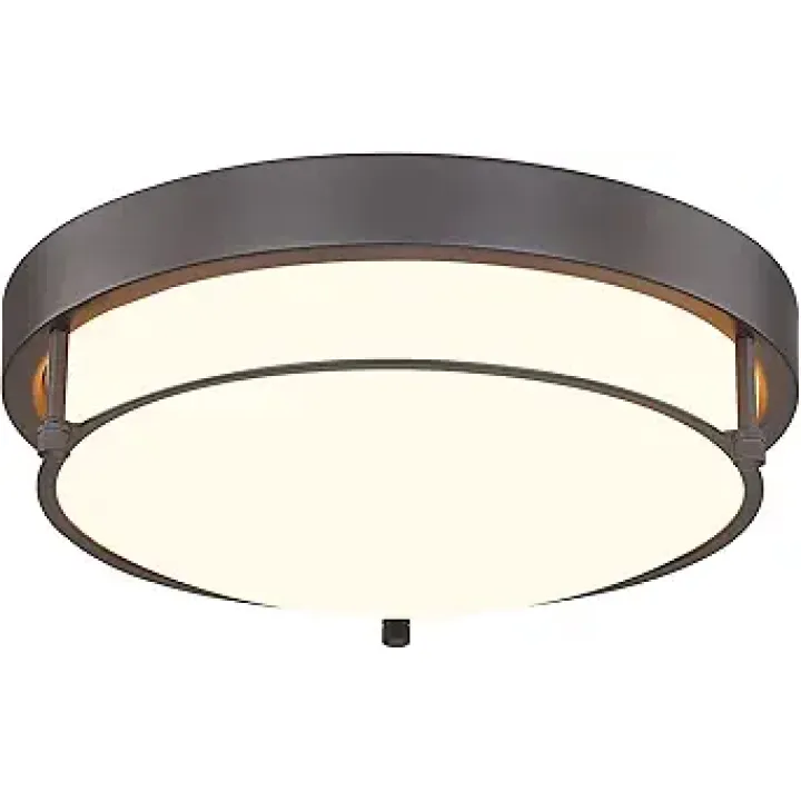 12 inch Flush Mount Ceiling Light, 2-Light Close to Ceiling Light Fixtures with Oil Rubbed Bronze Finish for Bathroom Bedroom Kitchen Hallway, 4822-ORB