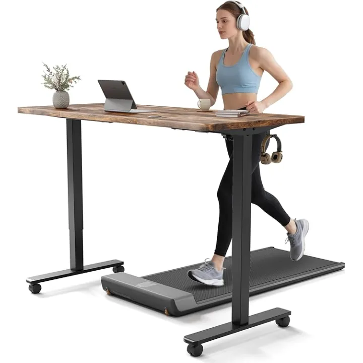 Monomi 55" Electric Standing Desk,Height Adjustable Home Office Sit Stand Up Computer PC Table,Tall Standup Workstation, Gaming Writing Study Bedroom Rising Desks,Brown