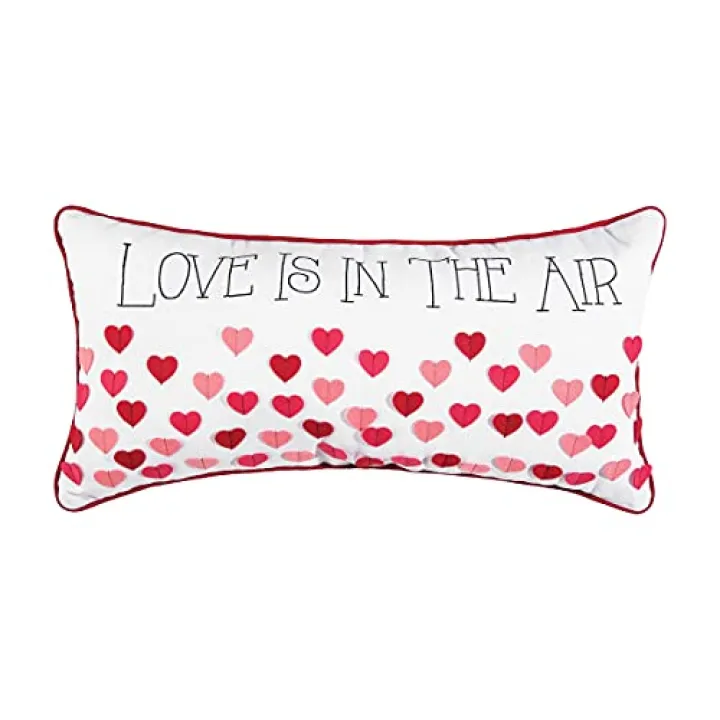 C&F Home "Love is in The Air Small Petite Mini Embroidered Valentine's Day Accent Pillow 12" x 24" VDAY Romantic Love Home Living Room Chair Couch Sofa Bedroom Bed Decor Decoration 12" x 24" Red