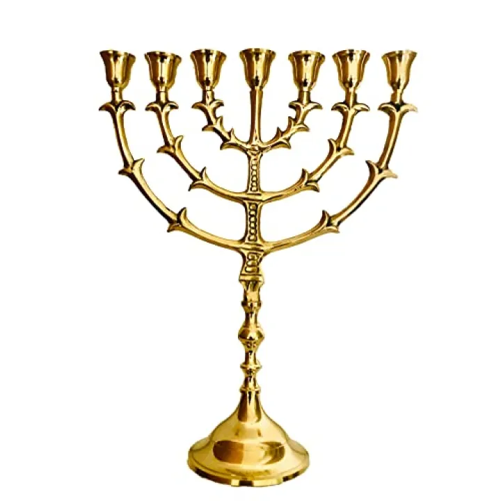 Salomons Menorah 7 Branch, Salomons Menorah .Antique Replica Solid Brass/Copper 12" inches Bronze 7 Branches Menorah Candle Holder from Israel,