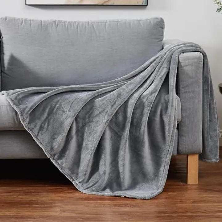 CANNON Solid Plush Grey Polyester 1-Piece 50x60 Throw Blanket, Solid, 100% Polyester, for Men and Women, Oeko-TEX Certified Confidence