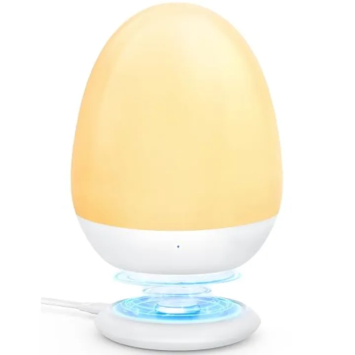 MediAcous Night Lights for Kids Room, Egg Light for Nursery with Stable Charging Pad, Dimmable Baby Night Light with 1H Timer & Touch Control, ABS+PC LED Egg Night Light for Breastfeeding, Up to 200H