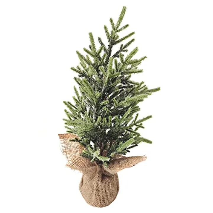 Northlight 16.5" Frosted Ice Pine Tree in Natural Jute Base Christmas Decoration