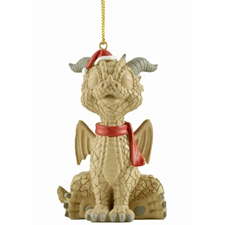 Baby Beige Dragon Hanging Christmas Tree Ornament - Dragon Lover Gift - Christmas Tree Decorations, Fantasy Holiday Decor