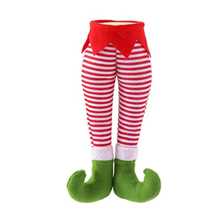 Ochine Christmas Elf Stuffed Legs Stuck Tree Topper Decorations Plush Santa Elf Leg Hanging Ornaments Xmas Holiday Indoor Outdoor Party Home Decor Fireplace Car Christmas Ornament