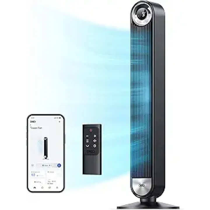 Dreo Tower Fan for Bedroom, 90° Oscillating Standing Floor Fan with 28ft/s Velocity, 25dB Quiet for Sleep, DC Motor, 9 Speeds, 4 Modes, 12H Timer, Voice & APP & Remote Control, 42" Cruiser Pro T2 S