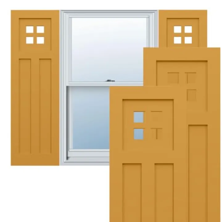 Ekena Millwork TFP001ST12X031TU True Fit PVC San Antonio Mission Style Fixed Mount Shutters, (Per Pair-Hardware Not Included), 12-in. W x 31-in. H, Turmeric