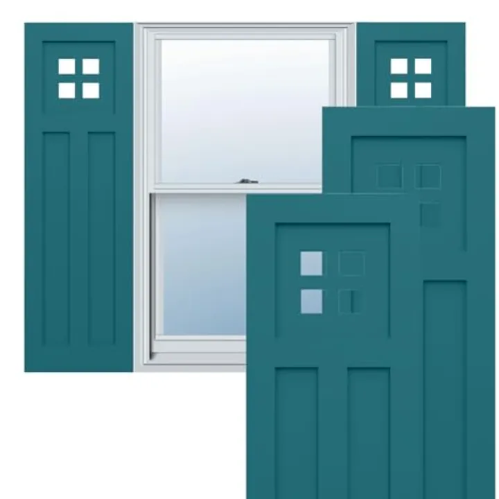15"W x 60"H True Fit PVC San Antonio Mission Style Fixed Mount Shutters, Antigua (Per Pair - Hardware Not Included)