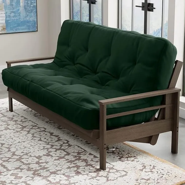Loosh Queen Size Sofa Bed Futon Mattress - 8" USA Made, Dark Green, Frame Not Included