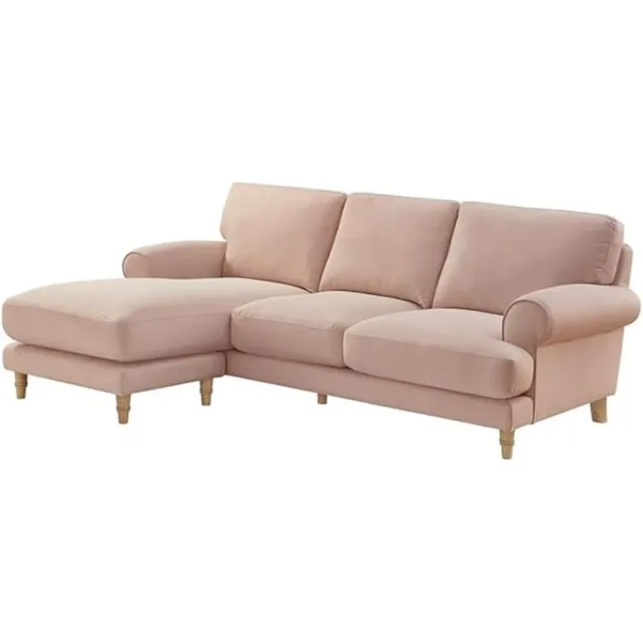 Lela Sofa Blush Linen Upholstered Sinuous Spring