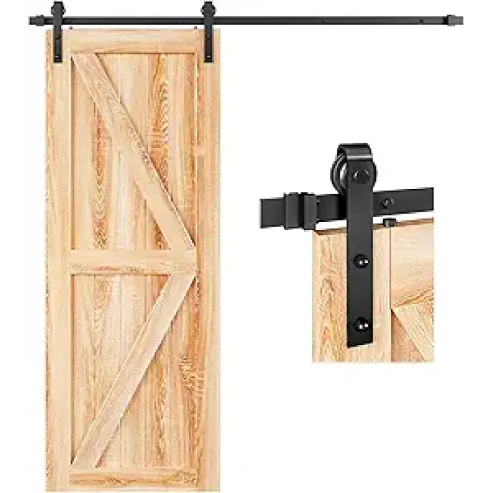 EaseLife 5.5 FT Heavy Duty Sliding Barn Door Hardware Track Kit,Basic J Pulley,Slide Smoothly Quietly,Easy Install (5.5FT Track Kit for 30"~33" Wide Single Door)
