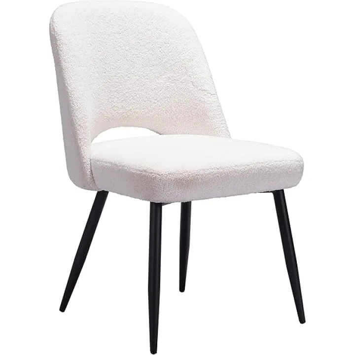 Zuo Modern Teddy Dining Chair, Ivory, Matte Black