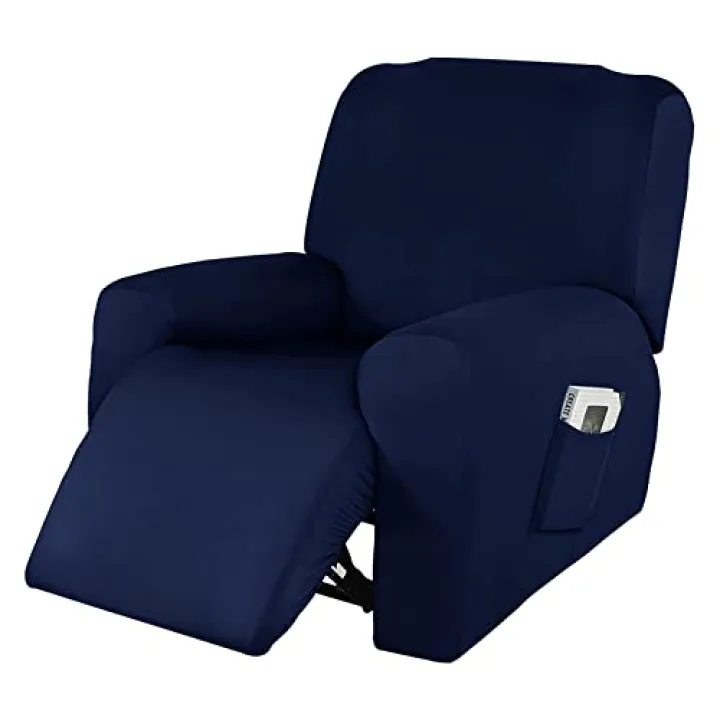 Konsilsa Stretch 2 3 seat Recliner Chair Covers, Anti-Slip Recliner armchairs slipcover Sofa Cover Armchair Cover Thickened Recliner Cover Furniture Protector (Color : Navy, Size : Single seat)