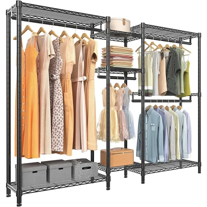 VIPEK Classic V6 Medium Wire Garment Rack Heavy Duty Clothes Rack for Hanging Clothes, Metal Freestanding Closet Wardrobe Racks 59.8" L x 14.6" W x 76.4" H, Max Load 750lbs, Black