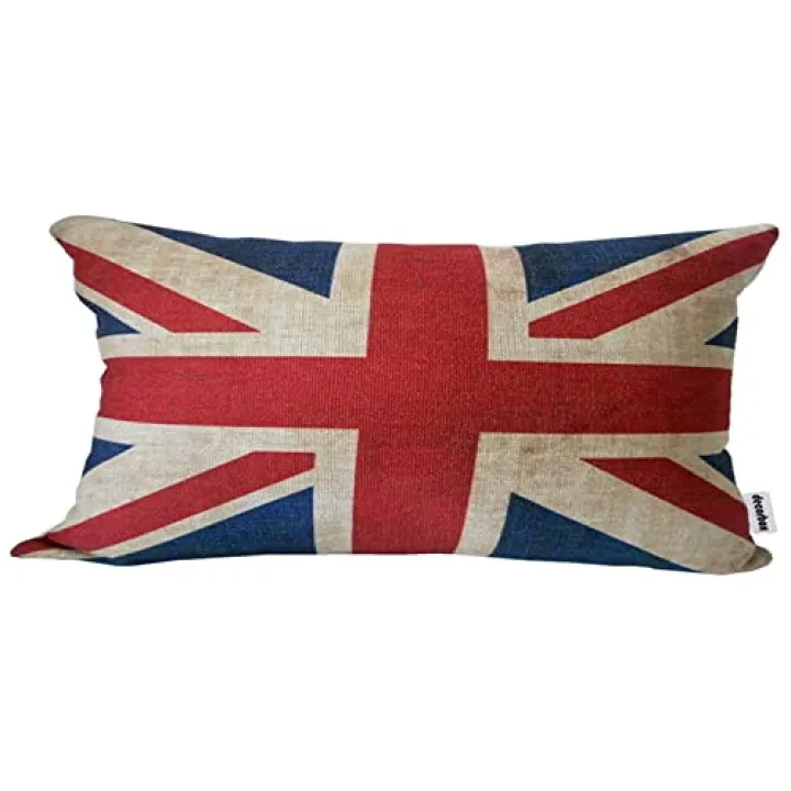 decorbox The Union Jack British Flag Cotton Linen Square Decorative Throw Pillow Case Cushion Cover 12"X20"