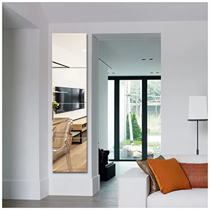 YIKXP 1 Set*3/4 Piece Full Length Dressing Mirror, Frameless Floor Mirror Free Splicing Mirror Tiles, Easy Install Bathroom Mirrors, Wall Decoration Mirrors(Right Angle/Round Angle)