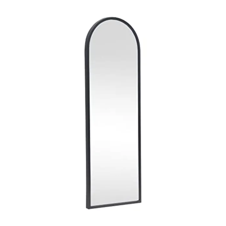 PARISLOFT Arched Wall Mounted Mirror, Full Length Door Floor Mirror,Matte Black Metal Framed Decorative Mirror,47.6”H