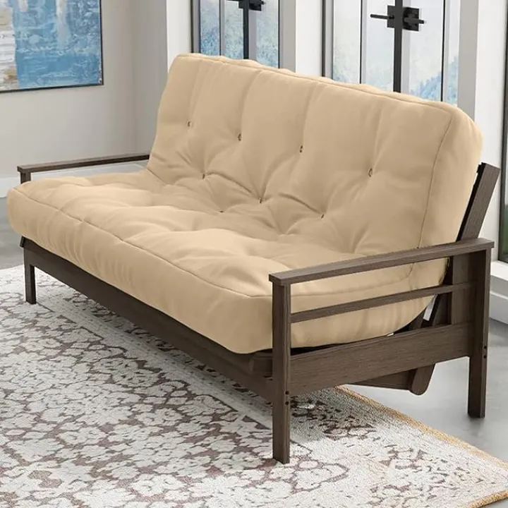 Loosh Home | 6" Full Size Futon Sofa Bed Memory Foam Mattress - USA Made, Beige, No Frame
