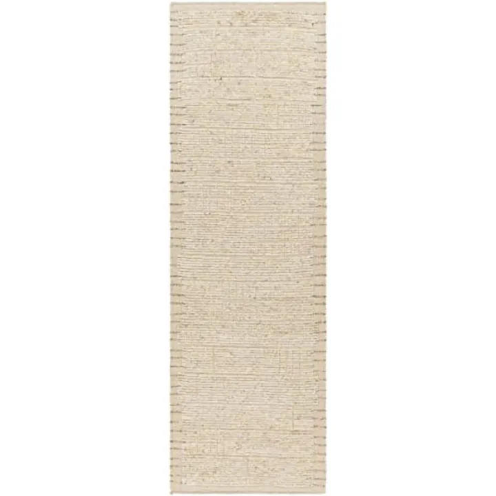 Hauteloom Turi Wool Hallway, Kitchen Runner Rug - Bohemian, Transitional - Peach, Beige, Darkbrown - 2'6" x 8'